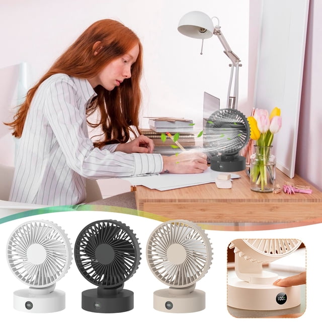 Xihbxyly Ventilador Portátil de Escritorio, 5 Velocidades, Flujo de Aire de 360°, Recargable Por Usb, Batería de Larga Duración, Funcionamiento Silencioso, para Uso En Casa o En La Oficina, Tamaño Co