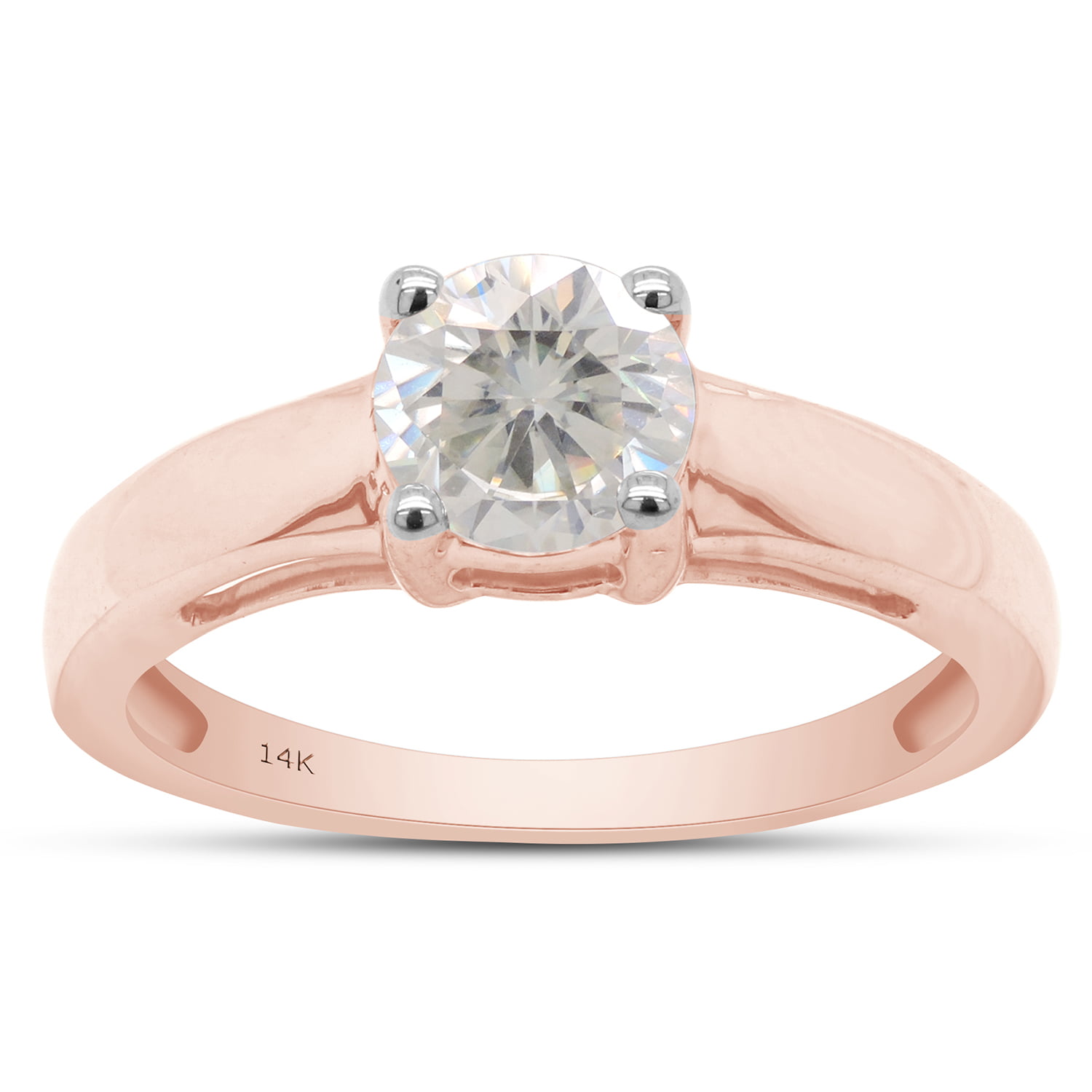 1.89Ct VVS1 Brilliant Cut Moissanite Classic Engagement Ring Solid 14k Rose Gold 