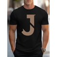 thumbnail image 1 of Camiseta de manga corta con cuello redondo y estampado de letras J simplificadas para hombre, estilo informal de verano, ideal para adultos, hombres, mujeres, adolescentes, jóvenes y para el tiempo li, 1 of 6