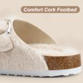 thumbnail image 3 of HARVEST LAND Womens Fuzzy Footbed Sandals Comfort Faux Open Toe Cork Slides Winter House Sandals, 3 of 6