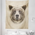 thumbnail image 1 of Bear Tapestry, Wild Animal Head with Hexagonal Dots Blurry Looking Portrait Vintage Geometric Modern, Fabric Wall Hanging Decor for Bedroom Living Room Dorm, 5 Sizes, Tan Brown, by Ambesonne, 1 of 1