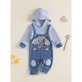 thumbnail image 6 of RUINIXCW Newborn Baby Boy Spring Fall Winter Clothes Infant Boy Striped Hood Romper False Two-Piece Outfit Elephant Embroidery Long Sleeve Jumpsuit, 6 of 10