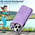thumbnail image 2 of Nalacover for iPhone 12 Pro Max Wallet Case with Card Slots & Metal Finger Ring, Durable PU Leather Back Double Magnetic Botton Flip Kickstand Purse Shockproof Phone Case,Purple, 2 of 10