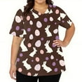 thumbnail image 3 of LTTVQM Easter Scrub Tops for Women 2026 Bunny Eggs Print Happy Short Sleeve Scrub Tops Soft V-Neck Fashion Shirts with Pockets Coffee XL, 3 of 5