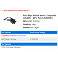 thumbnail image 2 of Front Right Window Motor - Compatible with 2007 - 2012 Nissan Pathfinder 2008 2009 2010 2011, 2 of 2