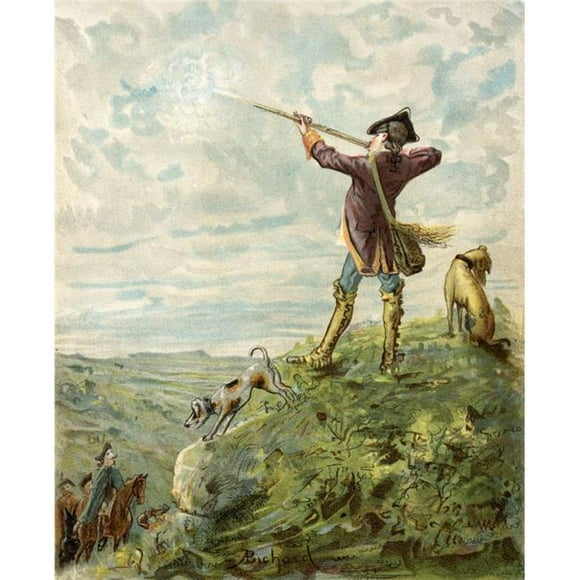Baron Munchausen Finds A Wonderful Marksman In California Illustration by Alphonse Adolf Bichard From The Book The Adven Poster Print, Large - 26 x 32