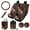 Black - Skull Crow Rose, variant on LedBack Polynesian Pattern Car Interior Covers Full Set for Women, Decorative Car Front Rear Seat Covers with Steering Wheel Cover Garbage Bag Air Vent Storage Pouch Cup Cushions