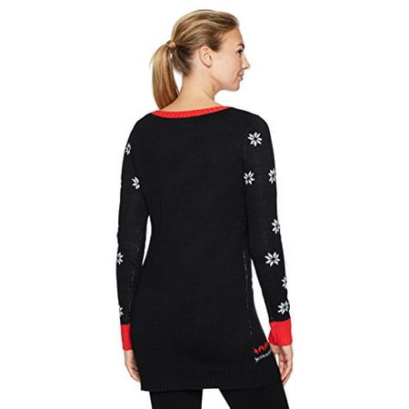 Blizzard Bag - Blizzard Bay Women's L/s Tunic W/Santa and Reindeer Dabbing, Black, L