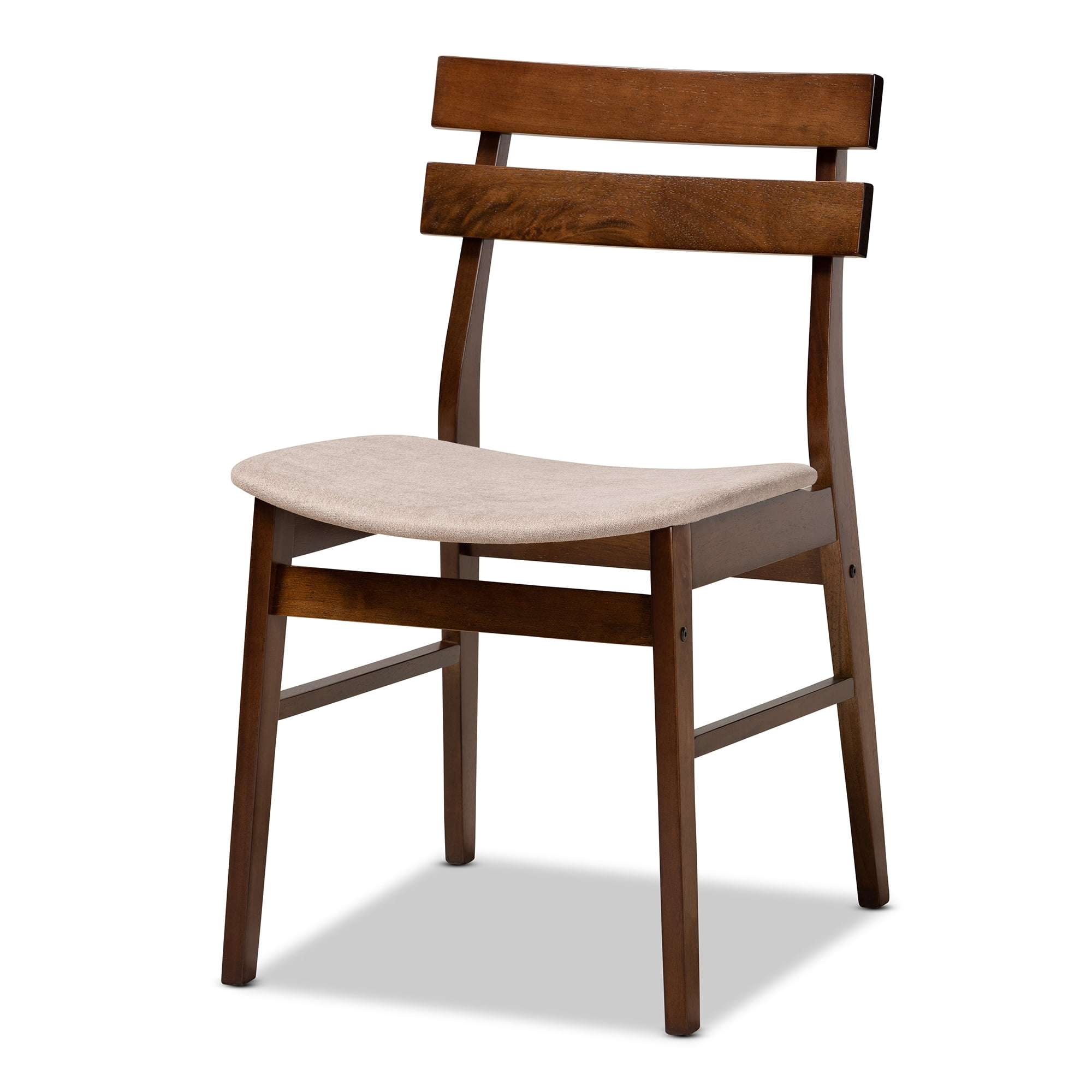 Baxton Studio Eleri 5 Piece Adult Mid-Century Polyester Dining Table with Chair Light Beige