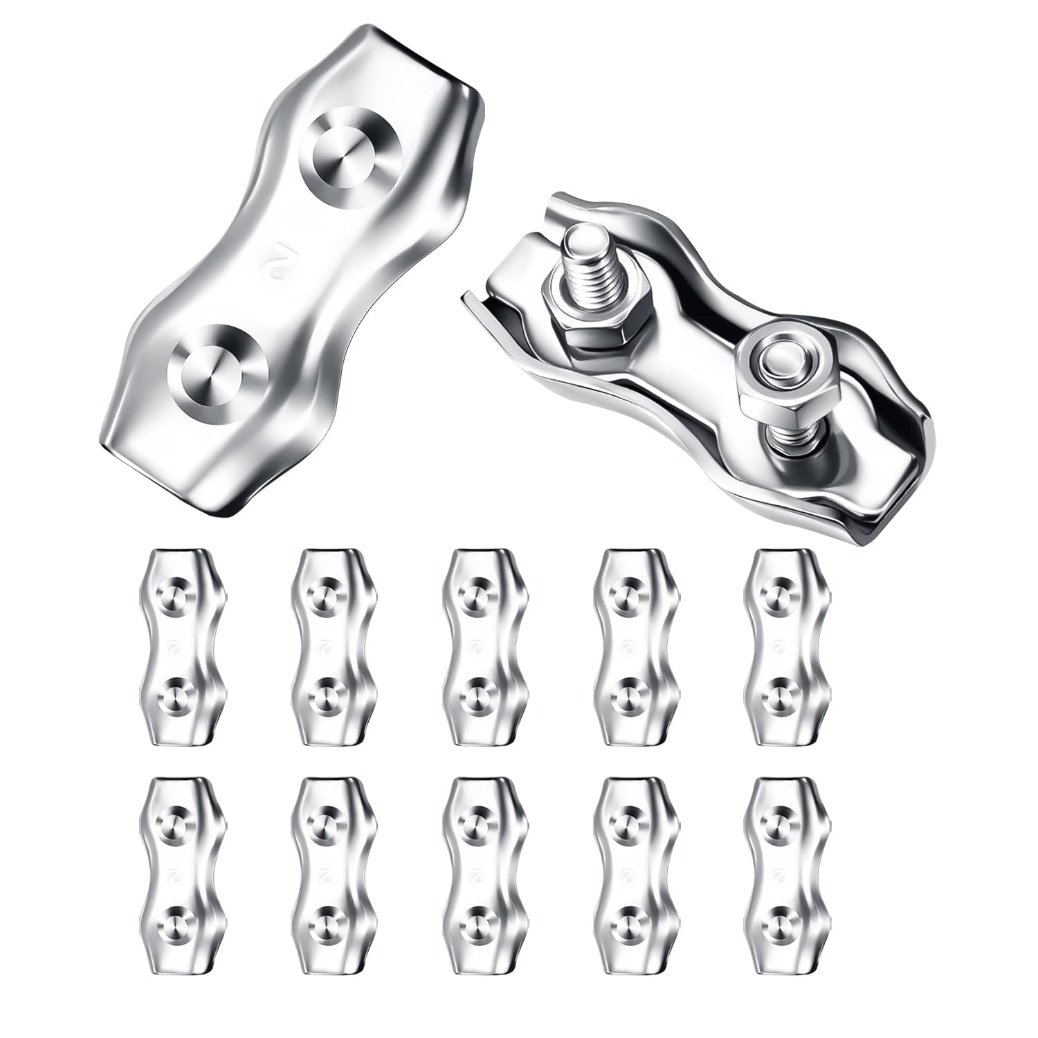PHANY Wire Rope Clamp 10 Pcs M2 Duplex Clamp 304 Stainless Steel Wire phany-wire-rope-clamp-10-pcs-m2-duplex-clamp-304-stainless-steel-wire