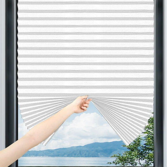 Qaailabf Pleated Curtain Sunshade 90x150cm White Portable Blackout Blinds for Car Home Bedroom Bathroom No-Drill Installation Heat Insulating Privacy Window Cover with Suction Cups