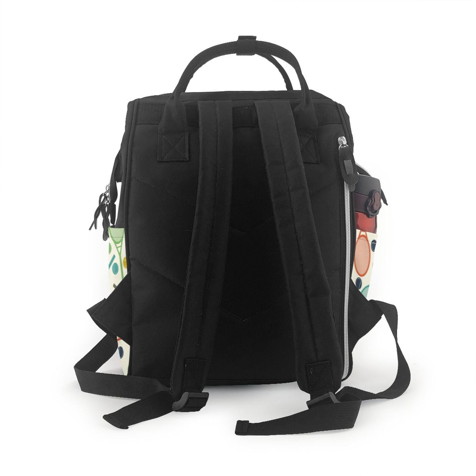 Fuzoiu Racket and Tennis Ball Print Diaper Bag Backpack,Baby Essentials Travel Tote,Multi function Waterproof Diaper Bag, Travel Essentials Baby Bag - Unisex
