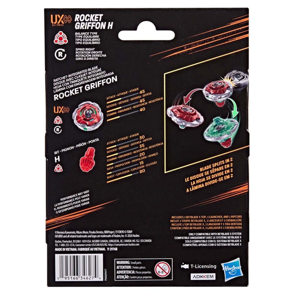 Beyblade X Rocket Griffon H UX Infinity Starter Pack Set with Top & Launcher, Ages 8 and up