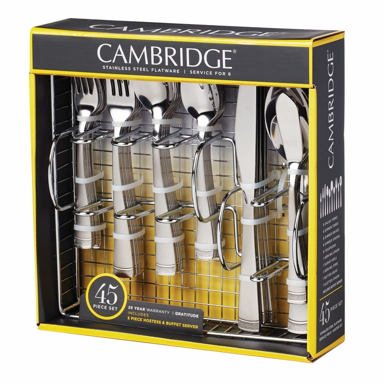 Cambridge Gratitude Sand 45-Piece Stainless Steel Flatware Set