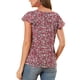 thumbnail image 3 of BLUSA FLORAL PARA MUJER INSPIRADA EN SAN VALENTÍN, CASUAL DE VERANO, CUELLO CUADRADO, MANGA CORTA DE CHIFÓN, CON VOLANTES, TALLA XS, ROJO VINO, 3 of 8