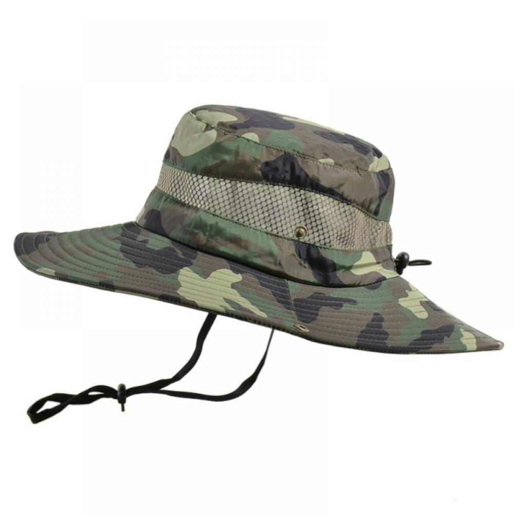 Tactical Boonie Hat Military Camo Bucket Wide Brim Sun Hunting Travel Hiking Cap 