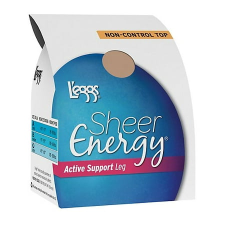 Plus Size Support Pantyhose - L'eggs Sheer Energy Active Support Regular, Reinforced Toe Pantyhose 4-Pack