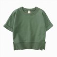 thumbnail image 4 of NIEWTR Baby Girl Clothes Bubble Sleeve Embroidery T-shirt Tops Ruffle Stripe Shorts 2Pcs Toddler Girl Summer Outfit 6 12 18 24M 2T 3T 4T(Green,12-24 Months), 4 of 5