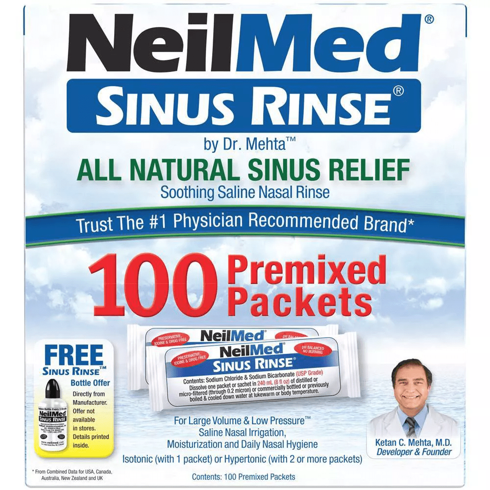 NeilMed Sinus Rinse Premixed Refill Packets, 100 Ct (4 pack) (Bundle)