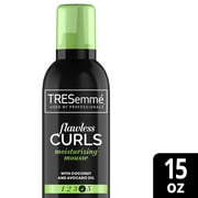TRESemme Moisturizing Mousse, Flawless Curls Extra Hold Frizz Control with Coconut and Avocado Oil for Curly Hair, 15 oz