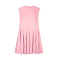 thumbnail image 5 of NXMZXB Sleeveless Dresses for Women Casual Summer Pleated Tank Dress Ruffle Flowy Mini Dress Solid Crewneck Athletic Pleated Tennis Dress Pink XL, 5 of 5