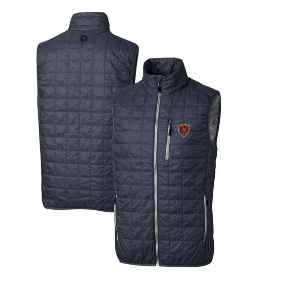 Men's Cutter & Buck Heather Navy Chicago Bears Throwback Logo Big & Tall Rainier PrimaLoft Eco Insulated Full-Zip Puffer