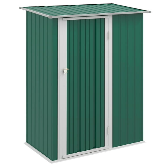Outsunny Garden Shed, Metal Tool Shed w/ Sloped Roof, Lockable Door, Green