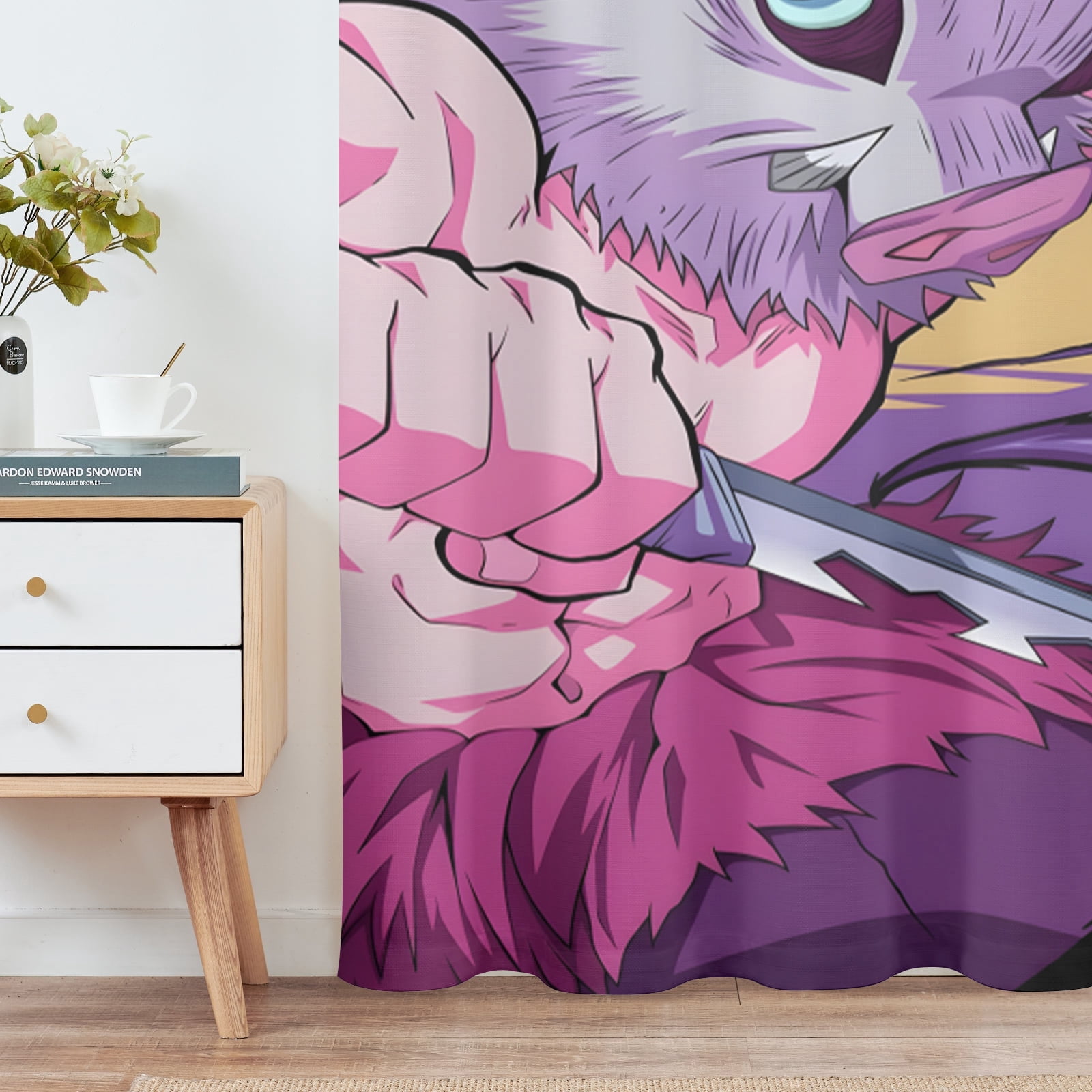 Anime Curtains for Bedroom Drapes Slayer Tanjirou Inosuke Kyoujurou Print Design Window Treatments Curtain Panel Set, 2-Panels, 52" W x 63" L