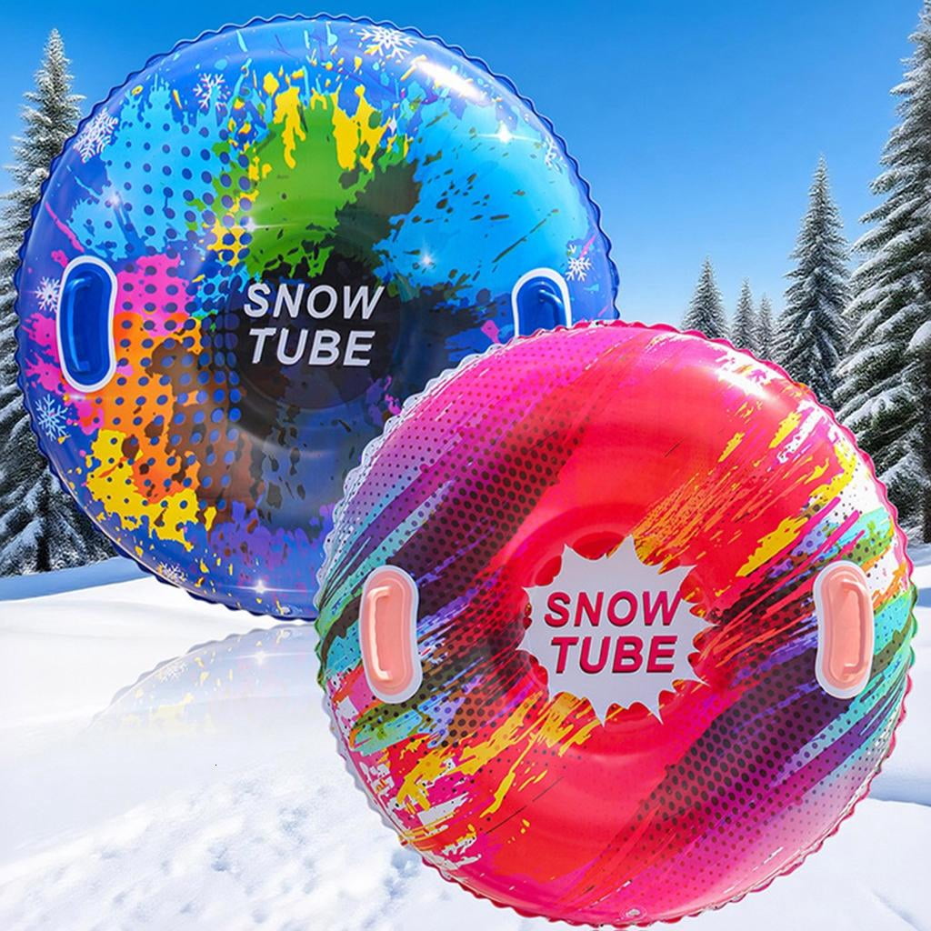 Osdhezcn Inflatable Snow Tube Sled with Handles Inflatable Ski Rings PVC Sledding Tube Protable Winter Snow Sledding Toy