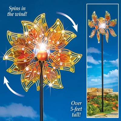 Collections Etc Double Gl Leaves Solar Wind Spinner Decorative Collections Etc Double Gl Leaves Solar Wind Spinner Decorative Garden Stake Lighted Outdoor Décor