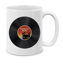 WIRESTER 11oz 325ml Ceramic Tea Cup Coffee Mug With Handgrip For Gift, Birthday, Anniversary, Christmas - Black Cat Music Vol.13