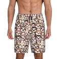 thumbnail image 1 of Balery Brown Sloth Pantalones cortos de pijama de punto de algodón para hombre con cinturilla y bolsillos-Small, 1 of 6