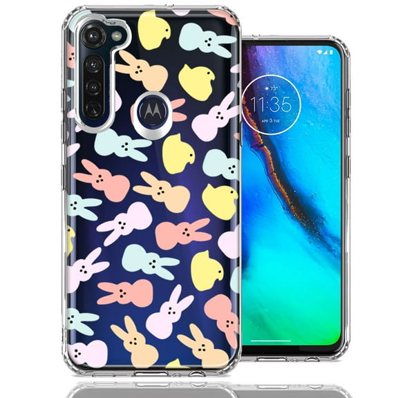MUNDAZE for Motorola Moto G Stylus Pastel Easter Polkadots Bunny Chick Candies Double Layer Phone Case Cover