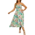 thumbnail image 1 of Vestido floral casual largo con vuelo sin mangas para mujer Inspire Chic M Verde, 1 of 6