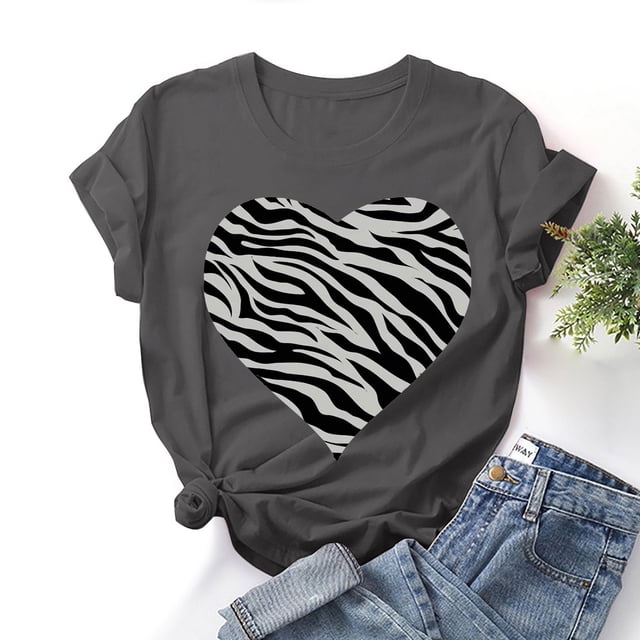 Meichang T-Shirts Graphiques pour Femmes Valentines Day T-Shirts Amusants Imprimés Valentines Day T-Shirts de Vacances Valentines Day Hauts Manches Courtes Col Rond Blouses