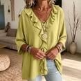 thumbnail image 7 of SOOMLON Ruffle Shirts for Women Plus Size V Neck 3/4 Sleeve Tunic Top Ruched Panel Blouses Loose Travel Vacation Clothes, 7 of 7