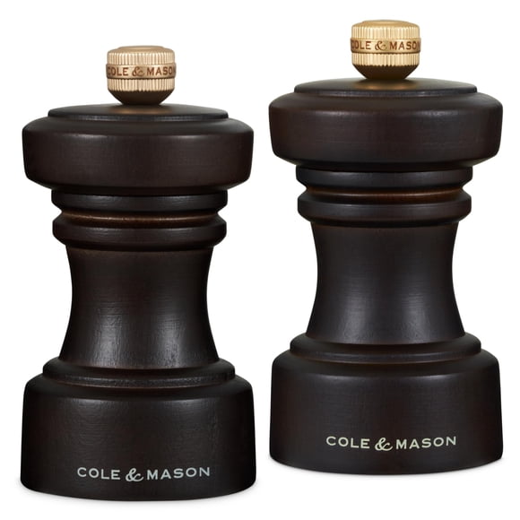Cole & Mason Hoxton Mill - Moulin à Sel de Table et Moulin à Poivre avec Moulin Precision+ - Accessoire de Cuisine et pour la Maison - Bois Chocolat