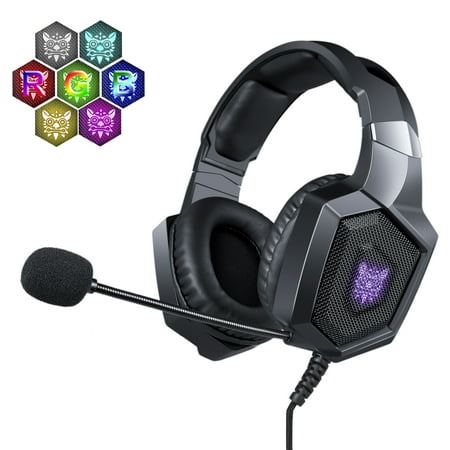 Voip Stereo Microphone Mic Headset - NERDI Gaming Headset for PS4,Xbox One,PC,Mac,Gaming Headphone Stereo Over Ear Bass with Mic (Black)