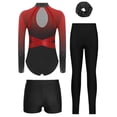 thumbnail image 2 of Runhomal Girls 4Pcs Dance Leotard Set Rhinestone Gymnastics Outfits with Shorts Long Sleeve Figure Skating Leotard Red 14, 2 of 7
