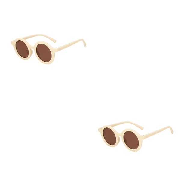 Sonducket Gafas de sol ópticas redondas Gafas para bebés Adorable niño pequeño Protección clásica para protección de ojos Beige Beige 2piezas Sonducket CBP374773