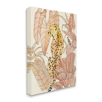 Stupell Industries Tropical Cheetah Blush Forest Palm Fern Fronds Animals & Insects Painting Gallery Wrapped Canvas Print Wall Art, 30 x 40