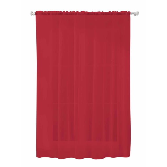 Sheer Curtains 72 Inches Long, Pure Red Semi Sheer Curtains Light Filtering Window Treatment, Simple Solid Color Privacy Voile Drapes for Living Room Bedroom 52x72 Inch