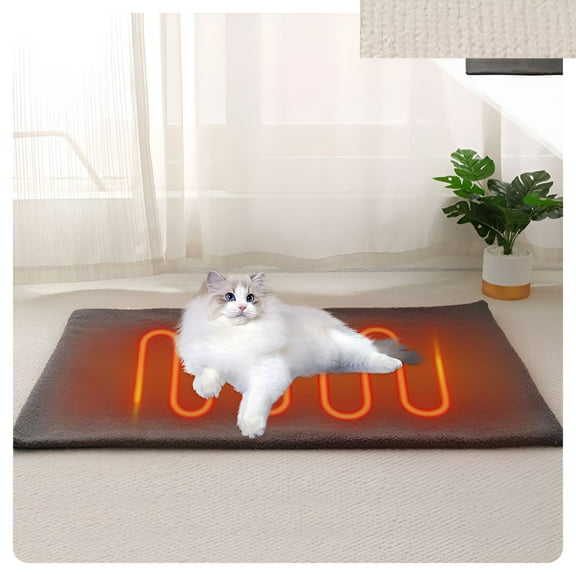 LAMIRO Self-Warming Pet Mat for Cats&Dogs-Thermal Heated Bed Pad Indoor/Outdoor Use Non-Slip Bottom Washable Polyester Gray No Electricity Needed