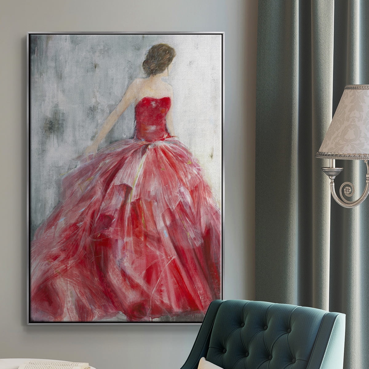 Redowa Framed Premium Gallery Wrapped Canvas - Ready to Hang - 27 x 41 - Silver Floating Frame