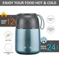 thumbnail image 2 of Bobike Insulated Thermo Food Jar for Kids 17 oz Soup Thermal Containers with Spoon Grey Blue, 2 of 7
