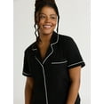 thumbnail image 3 of Joyspun Women's Cotton Blend Notch Collar Top and Capri Pants Pajama Set, 2-Piece, Sizes S to 4X, 3 of 4