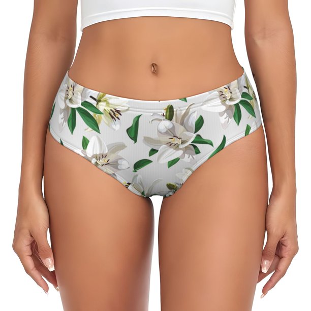 Balery Lilies Flowers Ropa Interior de Algodón para Mujer con Dibujo – Braguitas Cómodas y Elásticas, Estilo Clásico-XX-Large