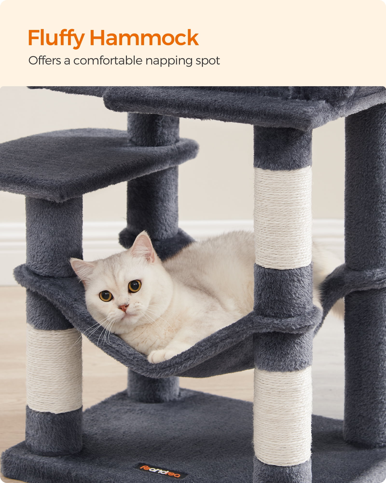 44.1'' Cat Tree Tower for Indoor Cats ,Multi-Level Cat Condo Cat Furniture with Scratching Posts,Smoky Gray
