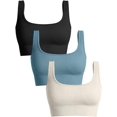 thumbnail image 1 of SURJDE Women's 3 Piece Medium Support Tank Top Ribbed Seamless Removable Cups Workout Exercise Sport Bra, 1 of 3