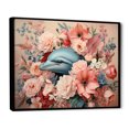thumbnail image 2 of Designart "Dance of Dolphins in Florals" Animals Framed Wall Art - Coastal Pink Coastal Animal Hallway Framed Wall Art Decor, 2 of 6